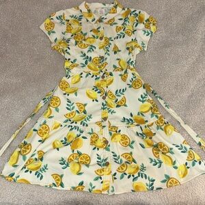 Kids Button Up Lemon Dress Size XL 14-16